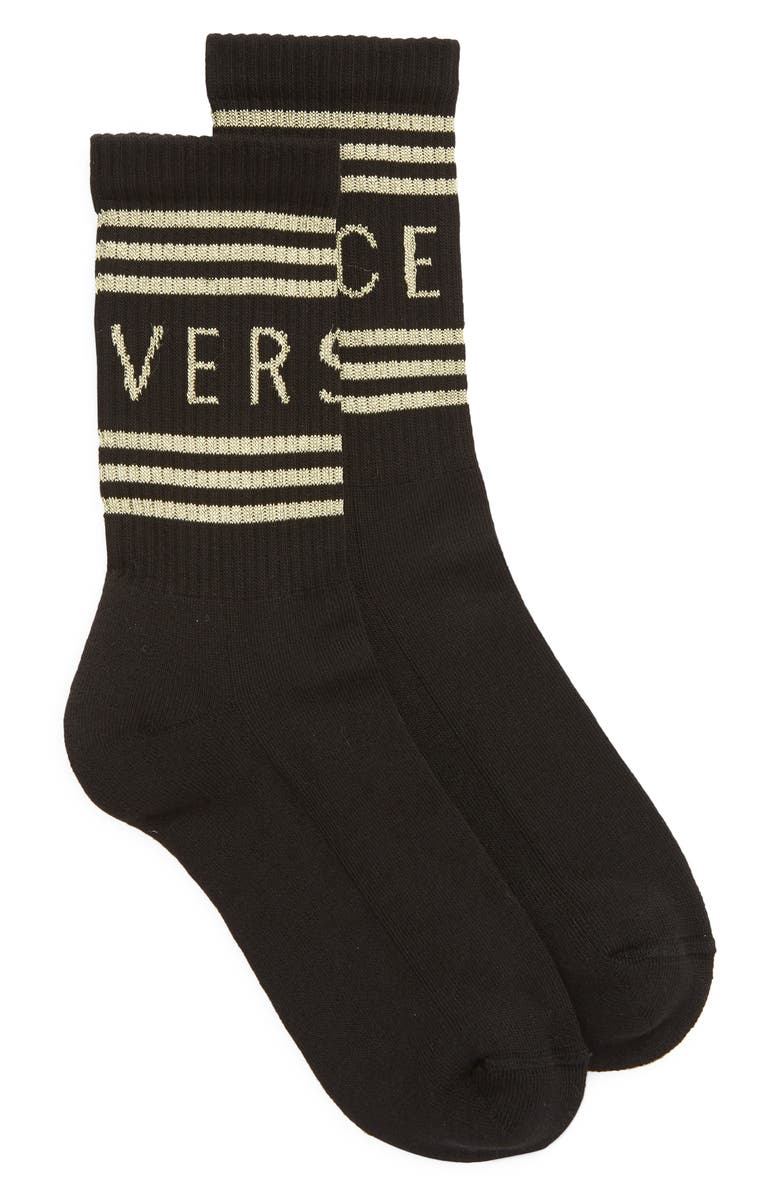 Versace First Line Stripe Crew Socks, Main, color,