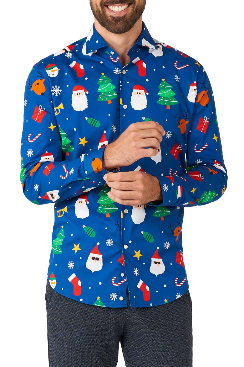 Festivity Button-Up Shirt, Main, color, BLUE