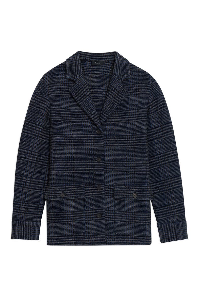 Plaid Stretch Wool & Cotton Shirt Jacket, Alternate, color, GREY MULTI