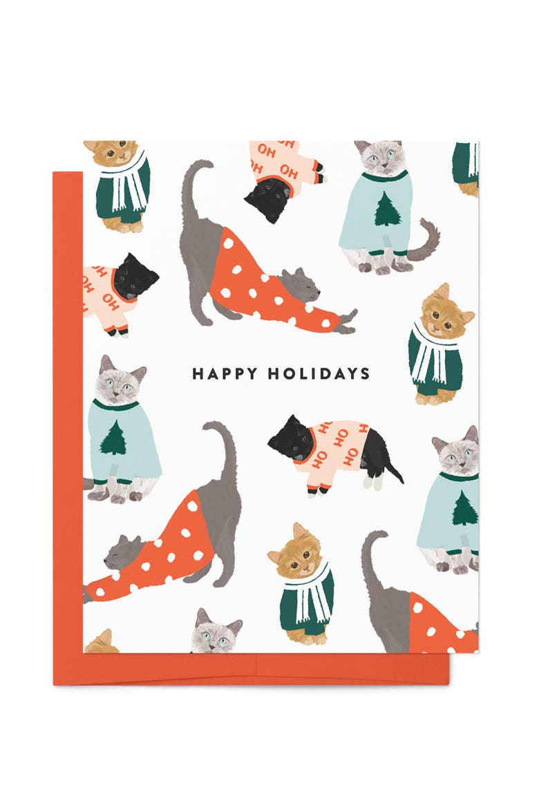 Holiday Cat Cards Boxed Set of 8 Cards, Main, color, Red Envelopes