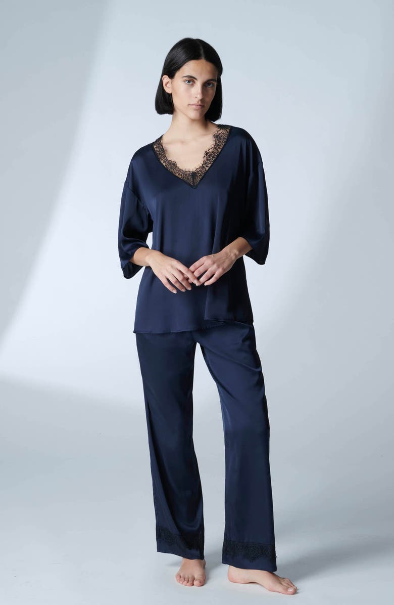 Simone Perele Satin Secrets Lounge Pants, Alternate, color, Full Moon