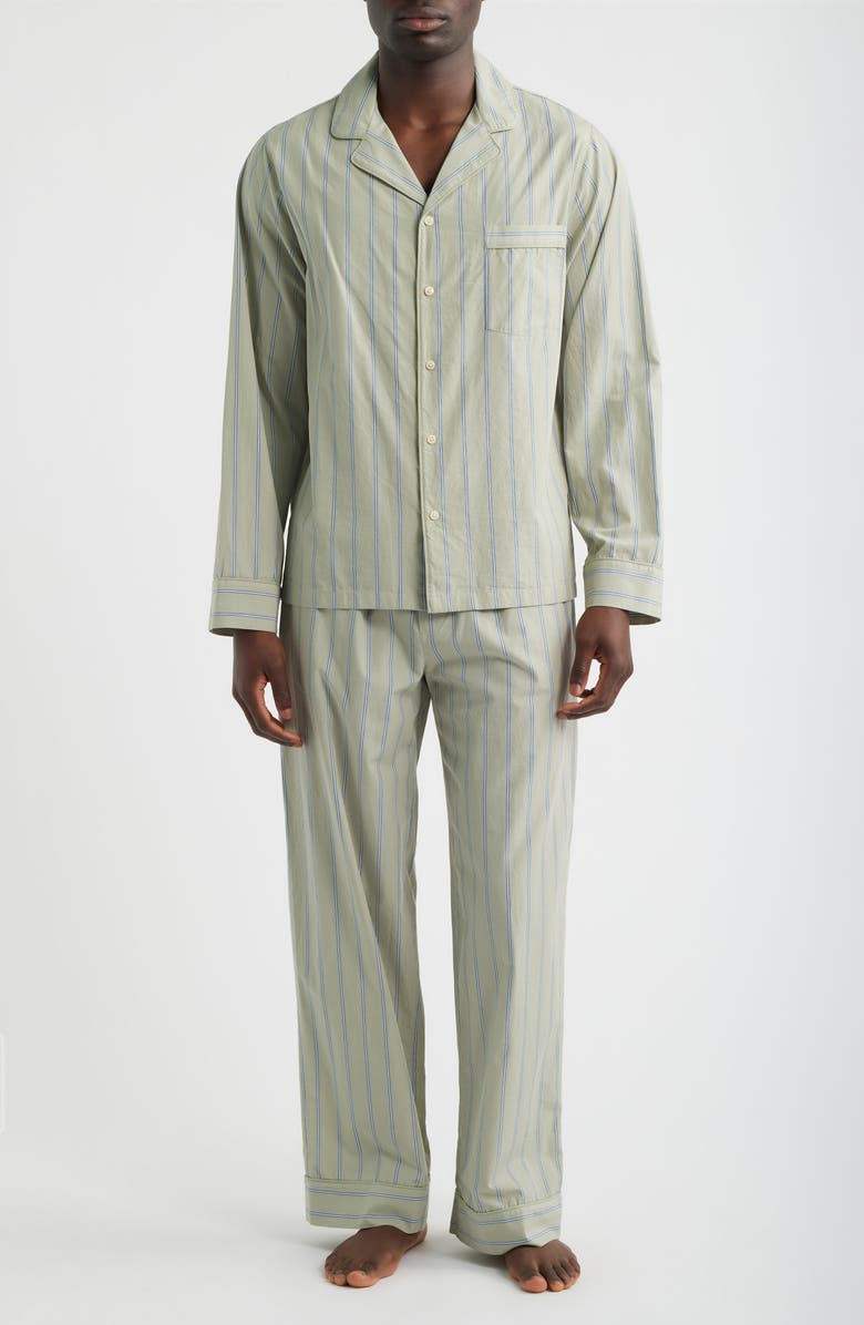 Nordstrom Stripe Woven Cotton Poplin Pajamas, Main, color, Green Seagrass Hip Stripe