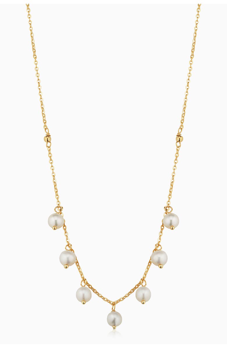 Oradina 14K Yellow Gold Pearl Girl Station Necklace, Main, color, Yellow Gold