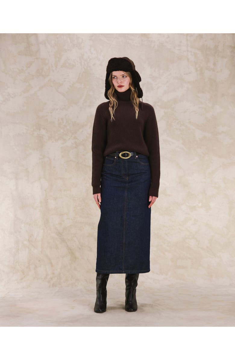 Fortela Cashmere Turtleneck Sweater, Alternate, color, Dark Brown