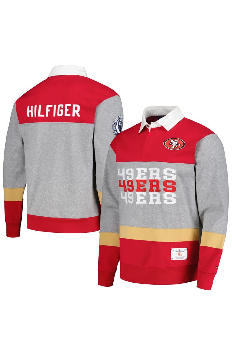 Tommy Hilfiger Men's Tommy Hilfiger Scarlet San Francisco 49ers Connor Oversized Rugby Long Sleeve Polo, Main, color, Scarlet