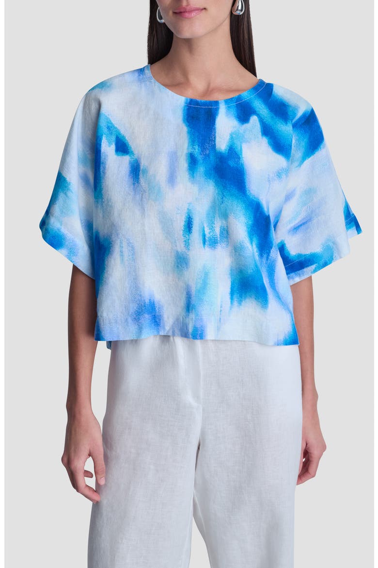 Pattern Boxy Linen Top, Main, color, MISTED SURF
