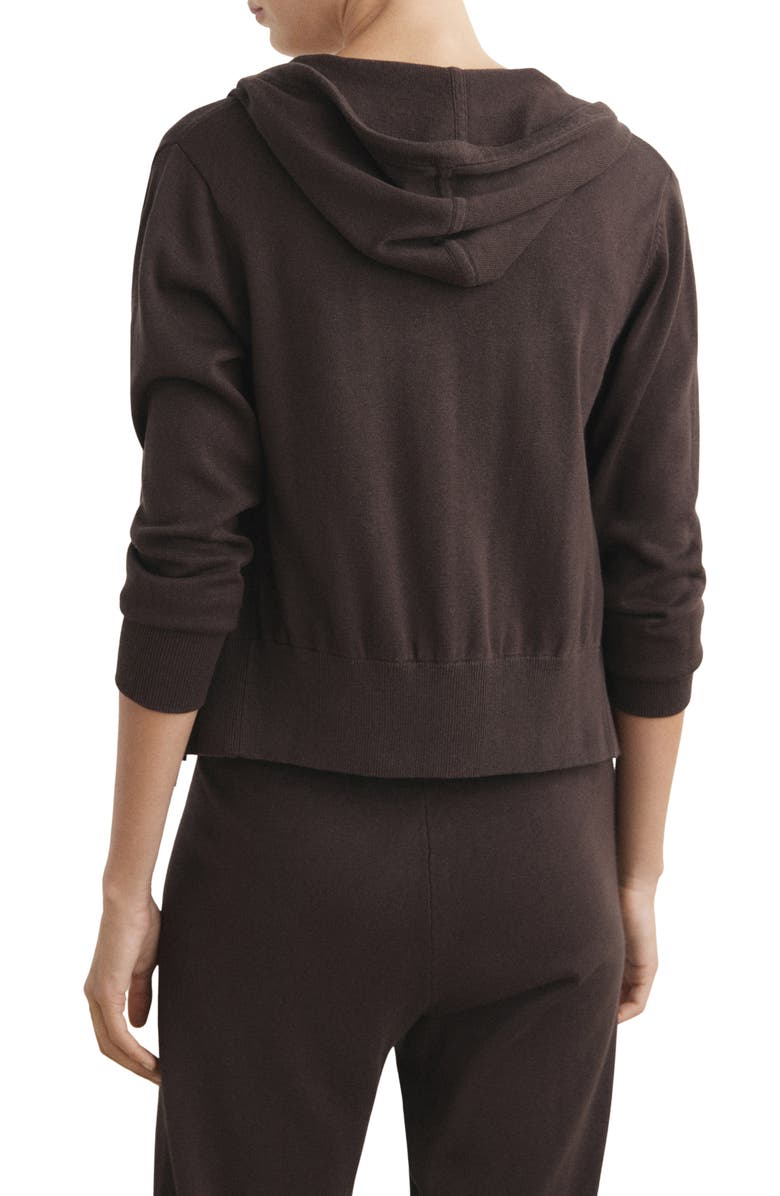 MANGO Front Zip Cardigan Hoodie, Alternate, color, Chocolate