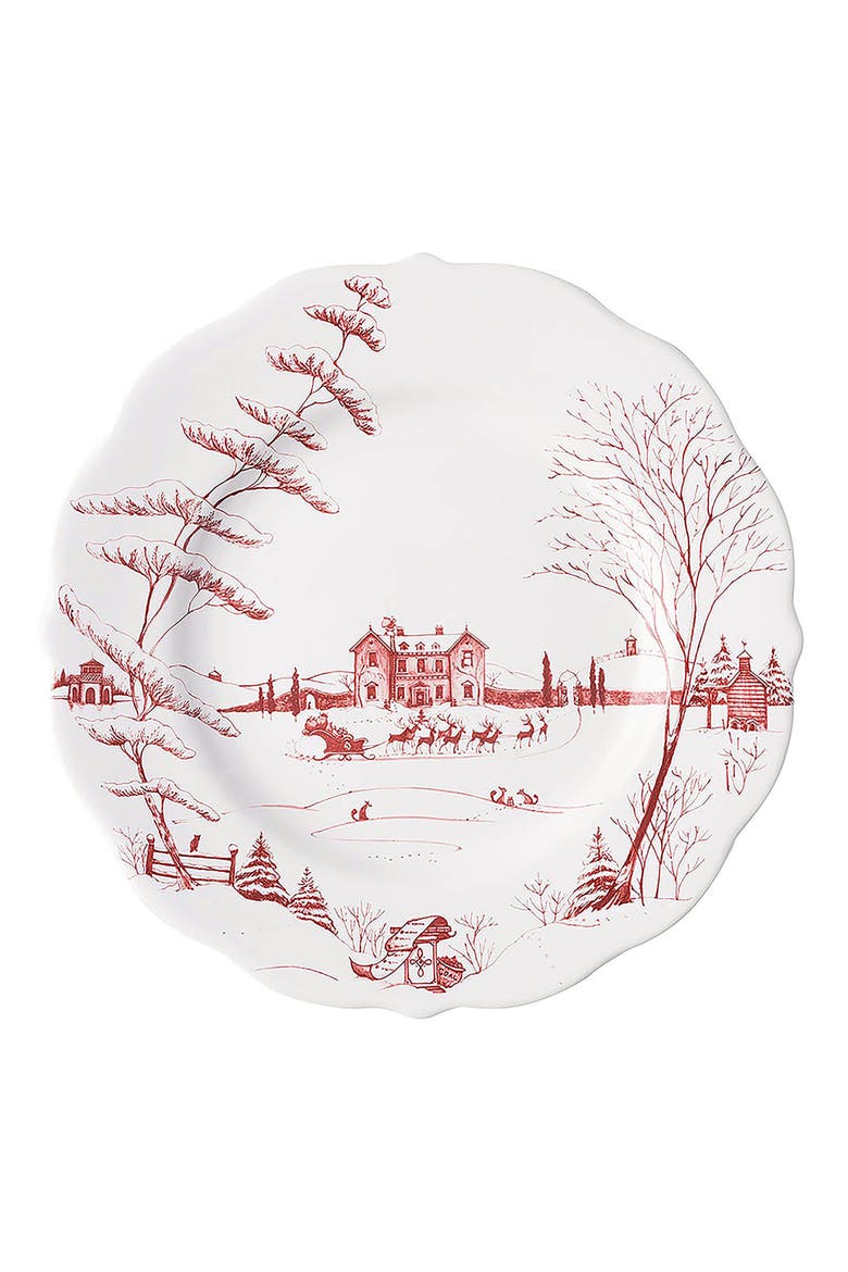 Country Estate Winter Frolic 4-Piece Dinnerware Set, Alternate, color, RUBY