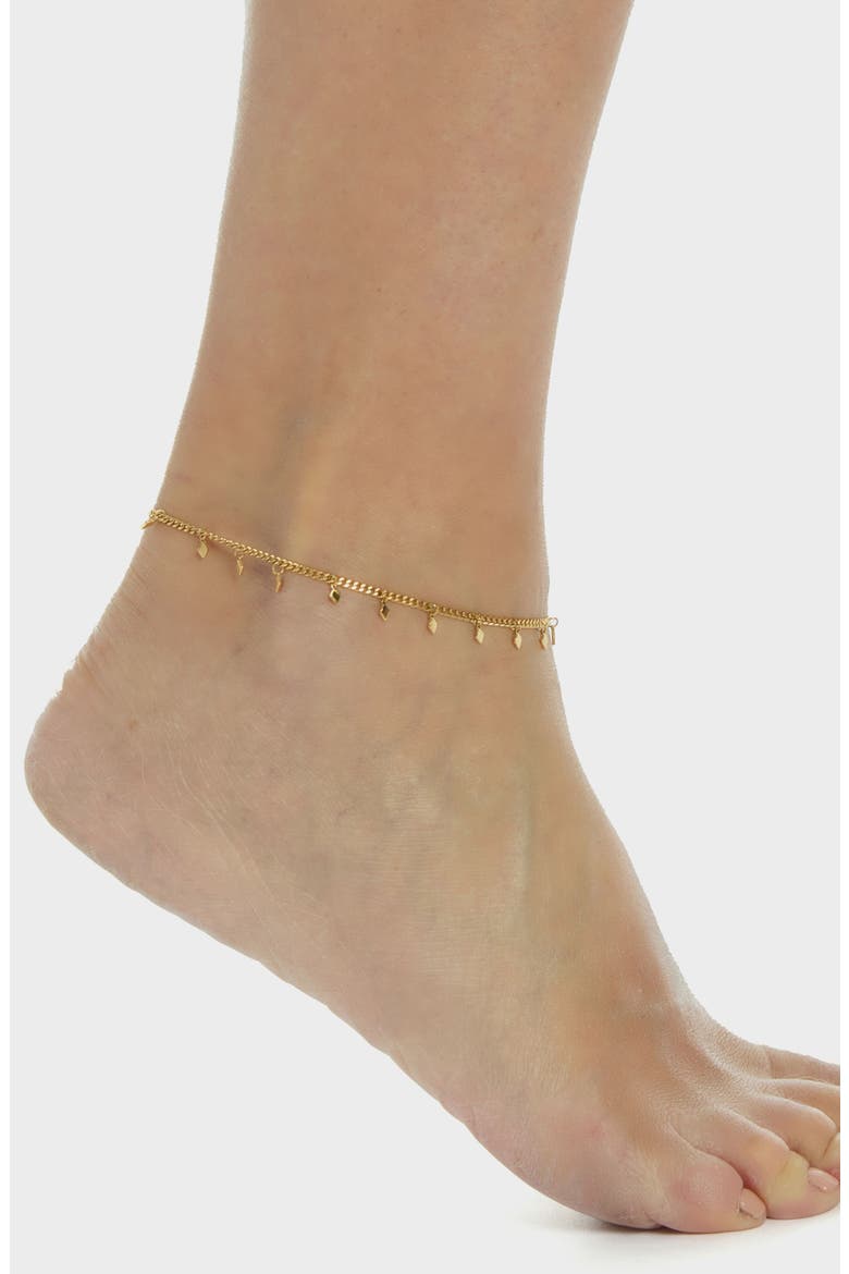 Rhombus Charm Anklet, Alternate, color, GOLD