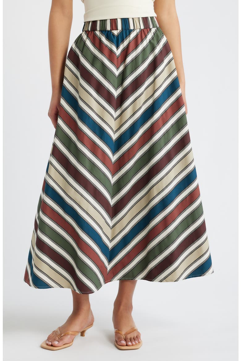 Stripe Cotton Skirt, Main, color, BLUE MULTI