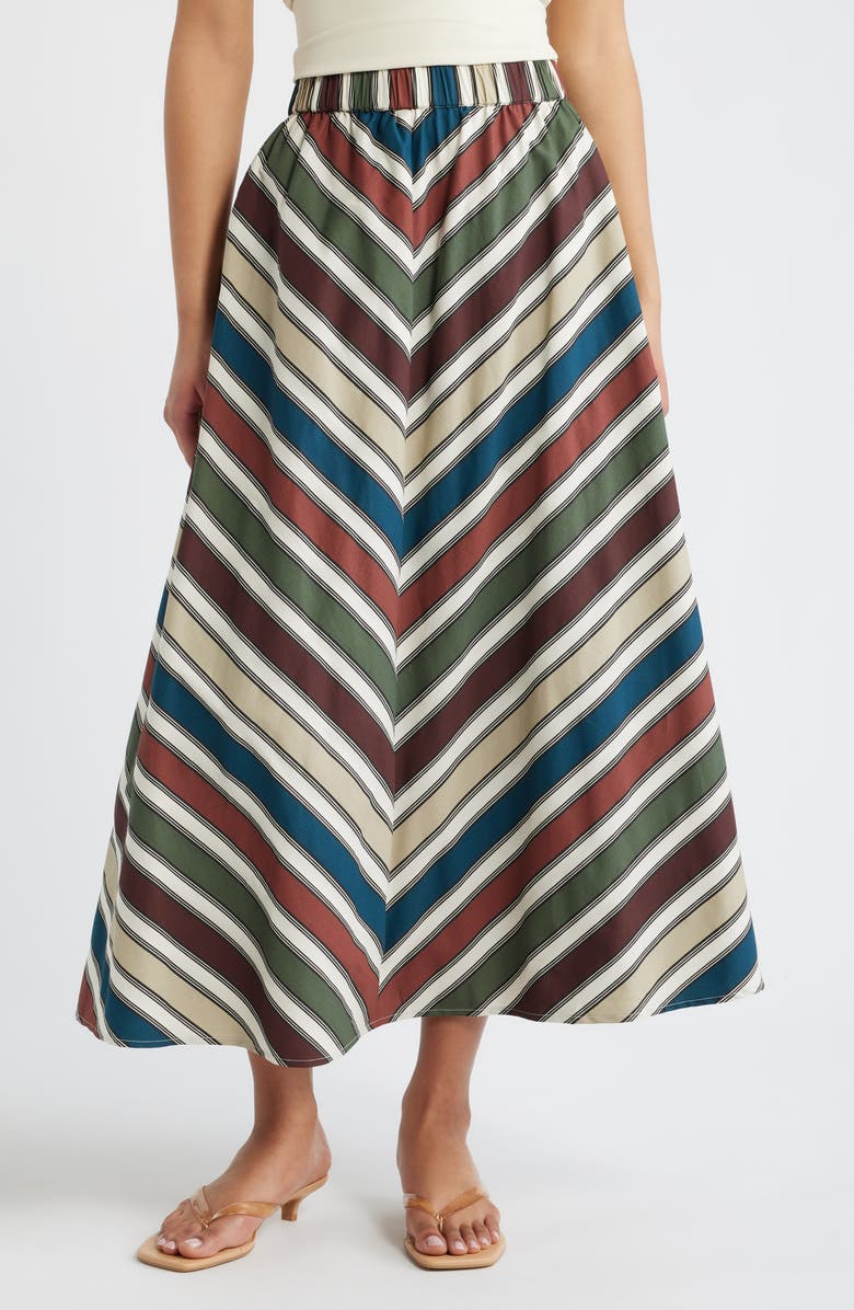 Topshop Stripe Cotton Skirt, Main, color, Blue Multi