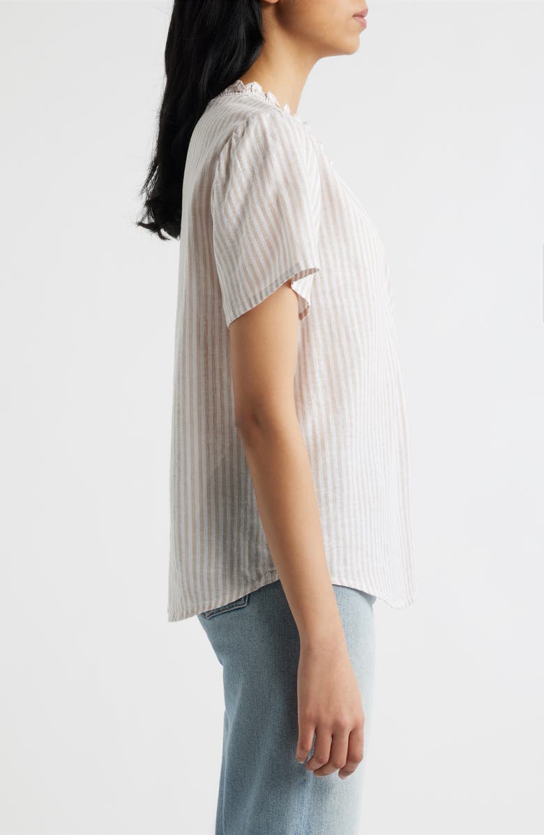 beachlunchlounge Bree Ruffle Linen & Cotton Top, Alternate, color, Khaki Sand