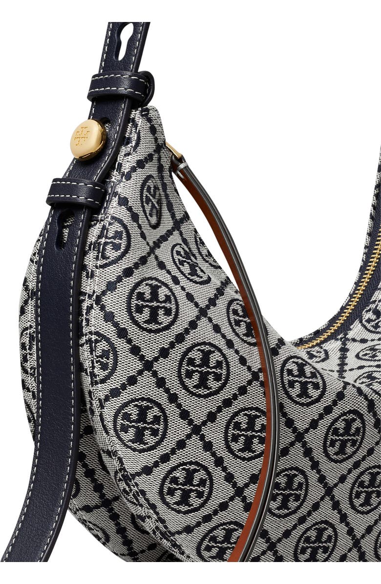 Tory Burch Romy T Monogram Half Moon Shoulder Bag, Alternate, color, Tory Navy