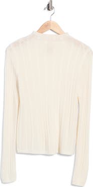 Elie Tahari Pointelle Funnel Neck Sweater