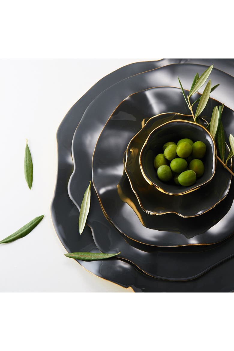 Ruffled Graphite Plate, Alternate, color, Gold