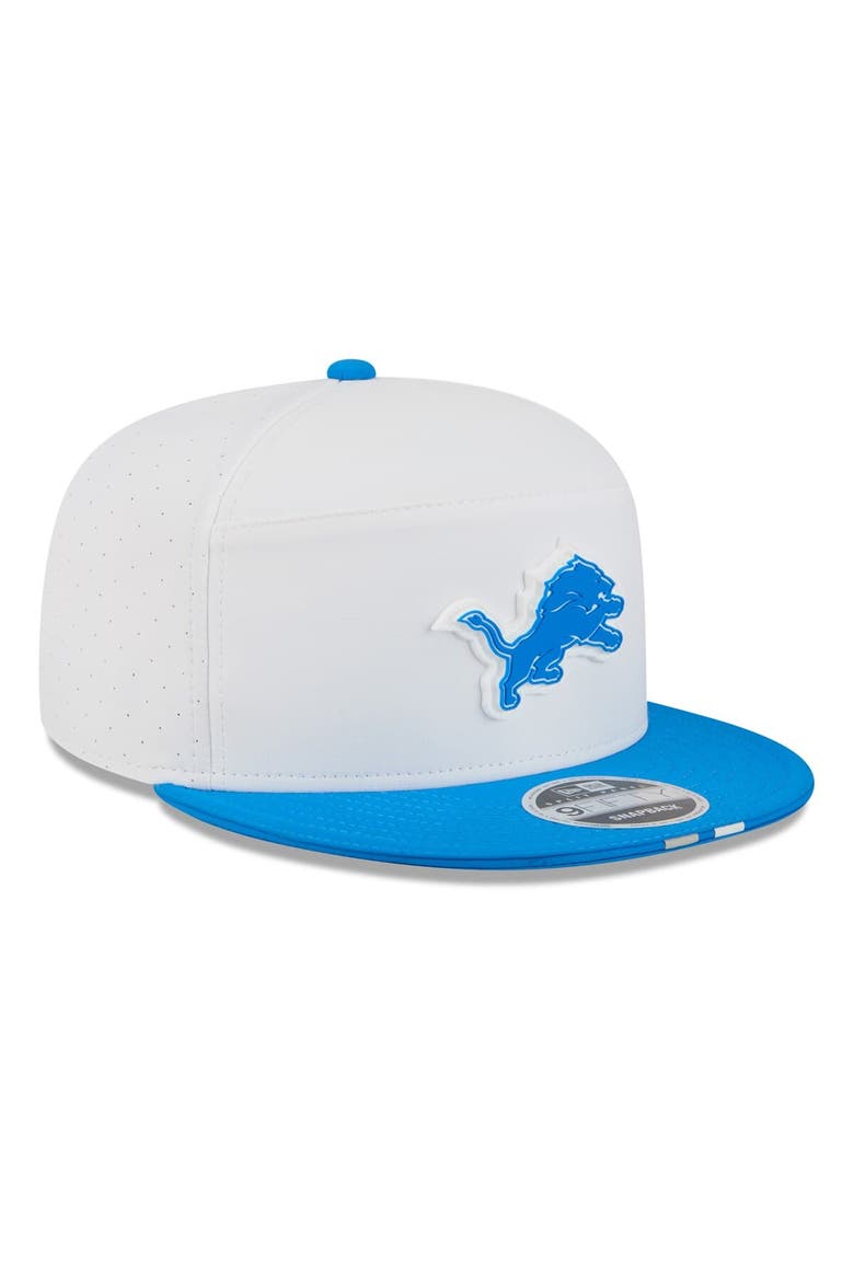Men's New Era  White/Blue Detroit Lions 2025 NFL Training Camp Split Panel 9FIFTY Snapback Hat, Alternate, color, White