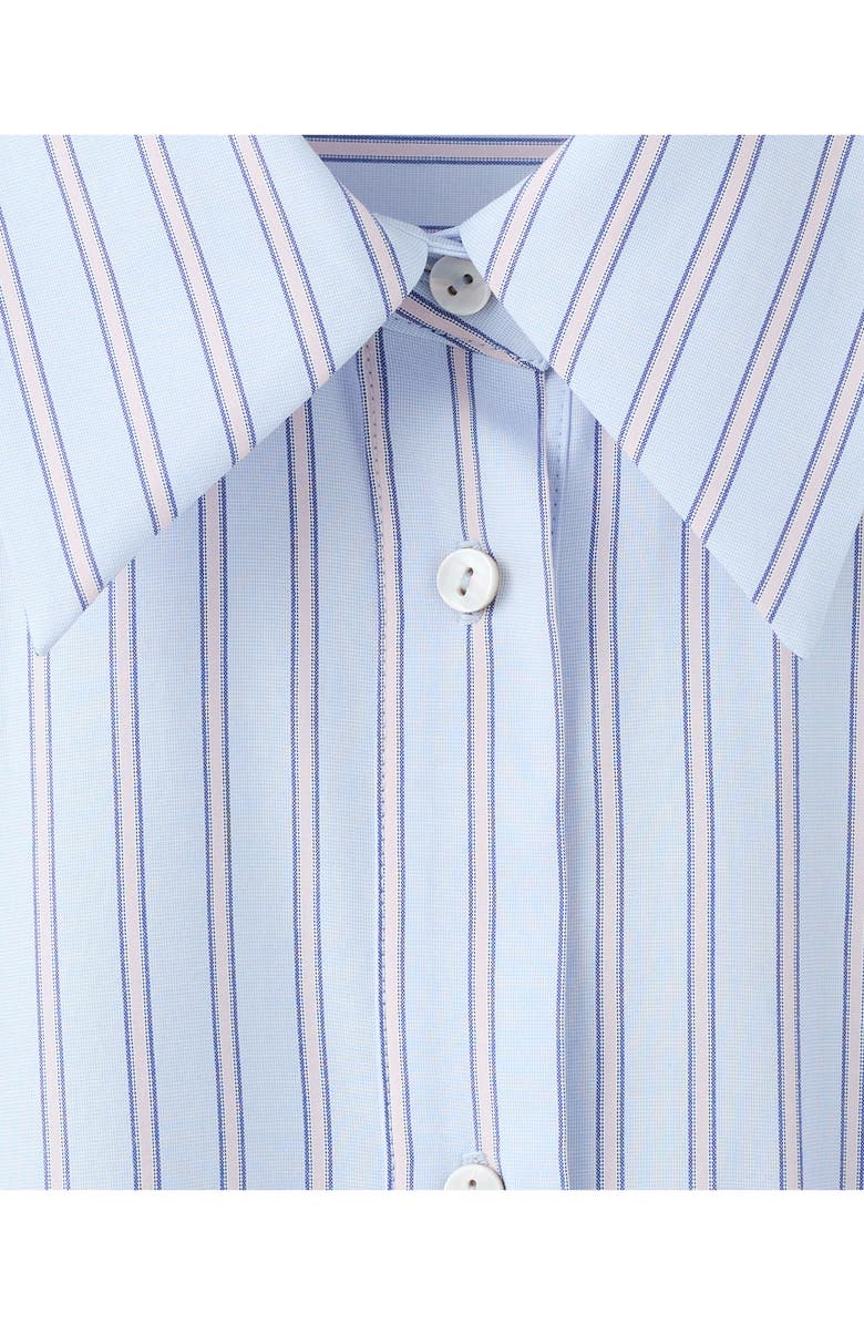 MANGO Crystal Embellished Stripe Button-Up Shirt, Alternate, color, Sky Blue