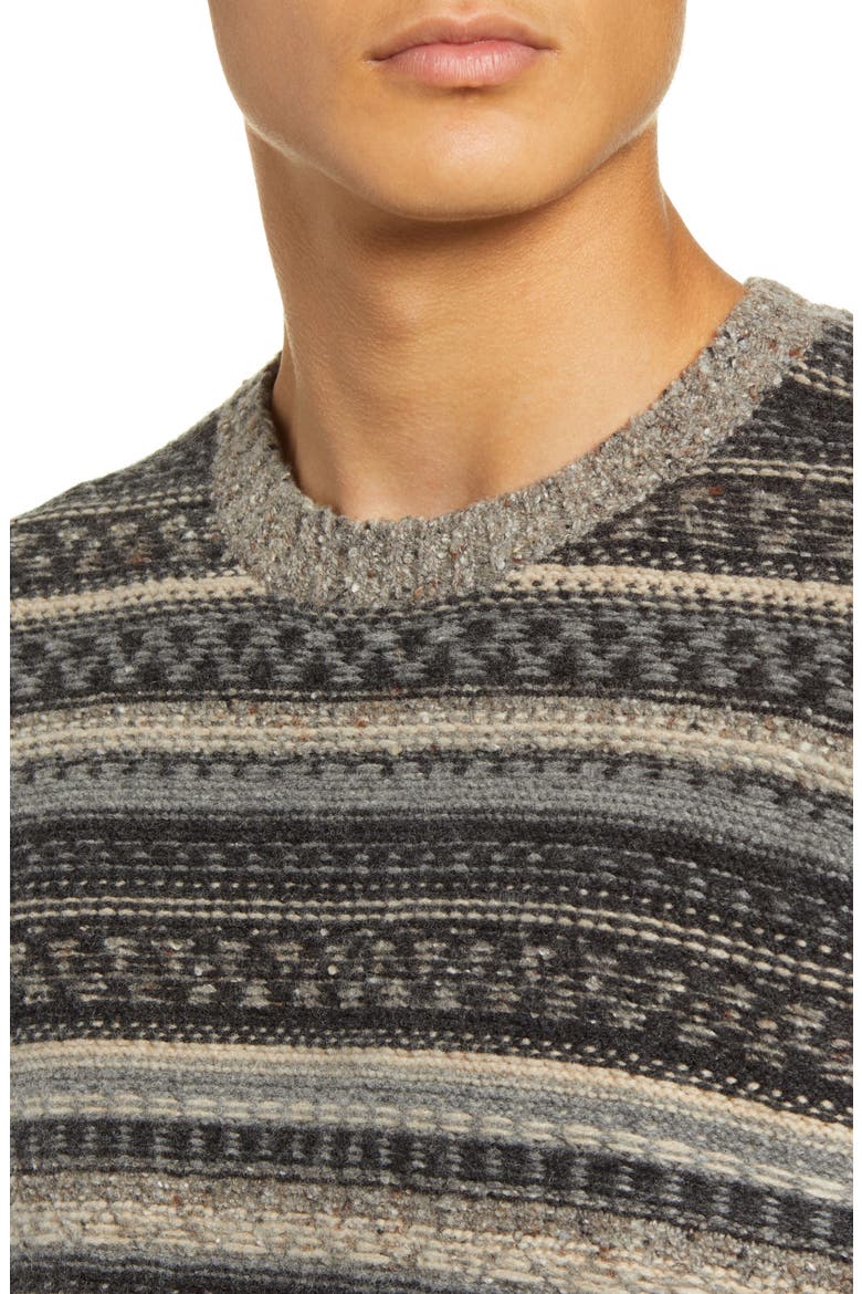 Fair Isle Crewneck Wool Blend Sweater, Alternate, color, WOODLAND