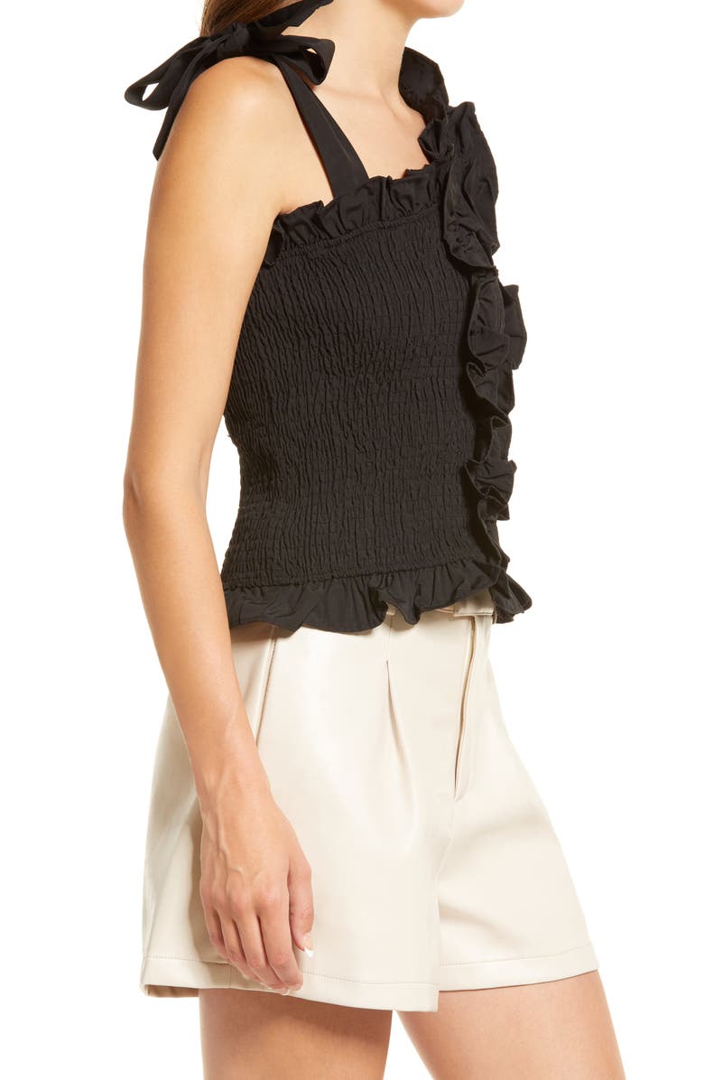 Amy Lynn Shirred Asymmetrical Tie Shoulder Top, Alternate, color, 