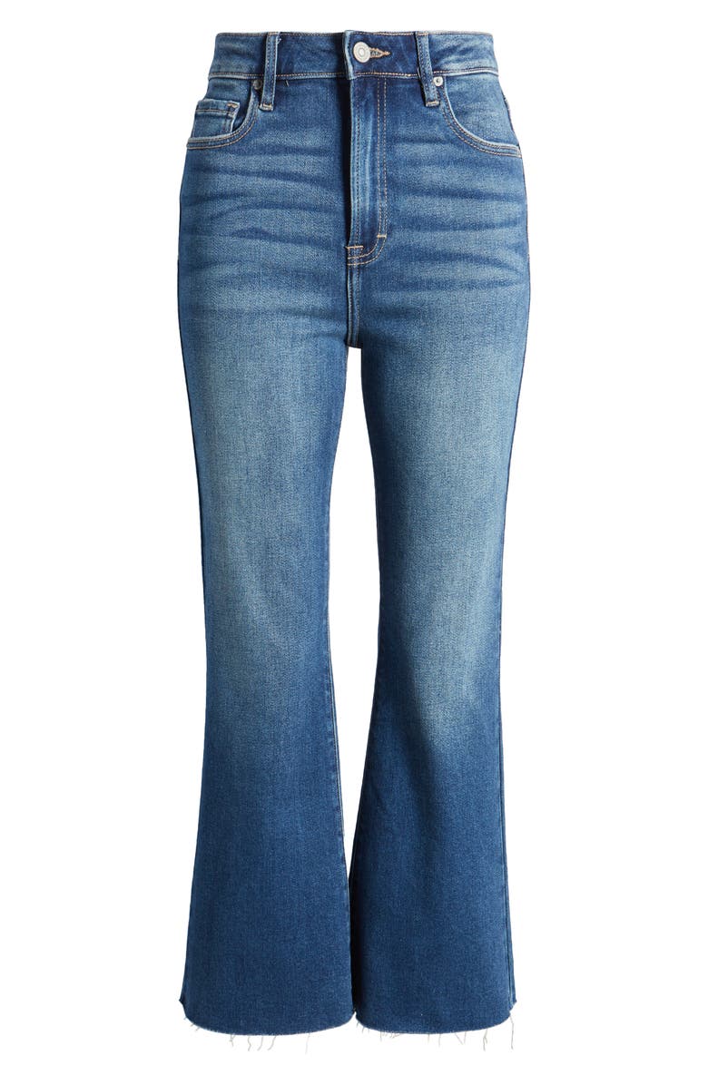 HIDDEN JEANS Happi Raw Hem High Waist Crop Flare Jeans, Alternate, color, Dark Wash