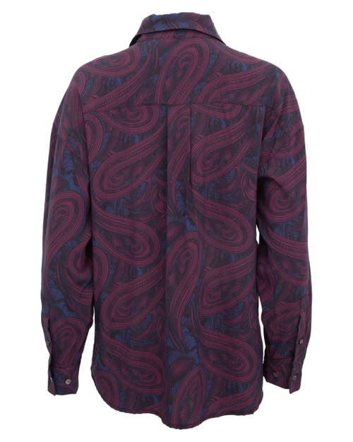 Lords Of Harlech Sophie Silk Oversized Shirt In Purple