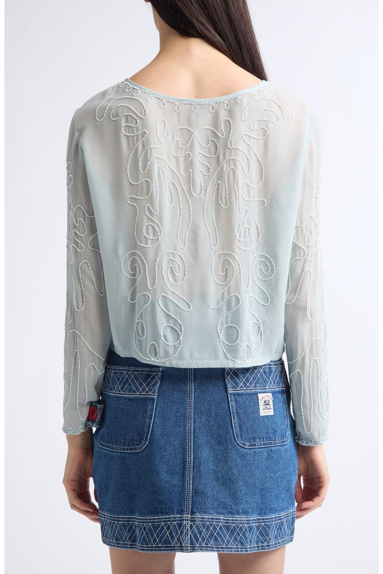 Cirrus Beaded Silk Georgette Top, Alternate, color, BLUE