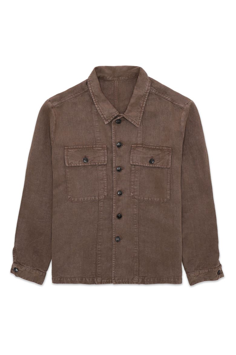 Helvetica Linen Overshirt, Main, color, BROWN