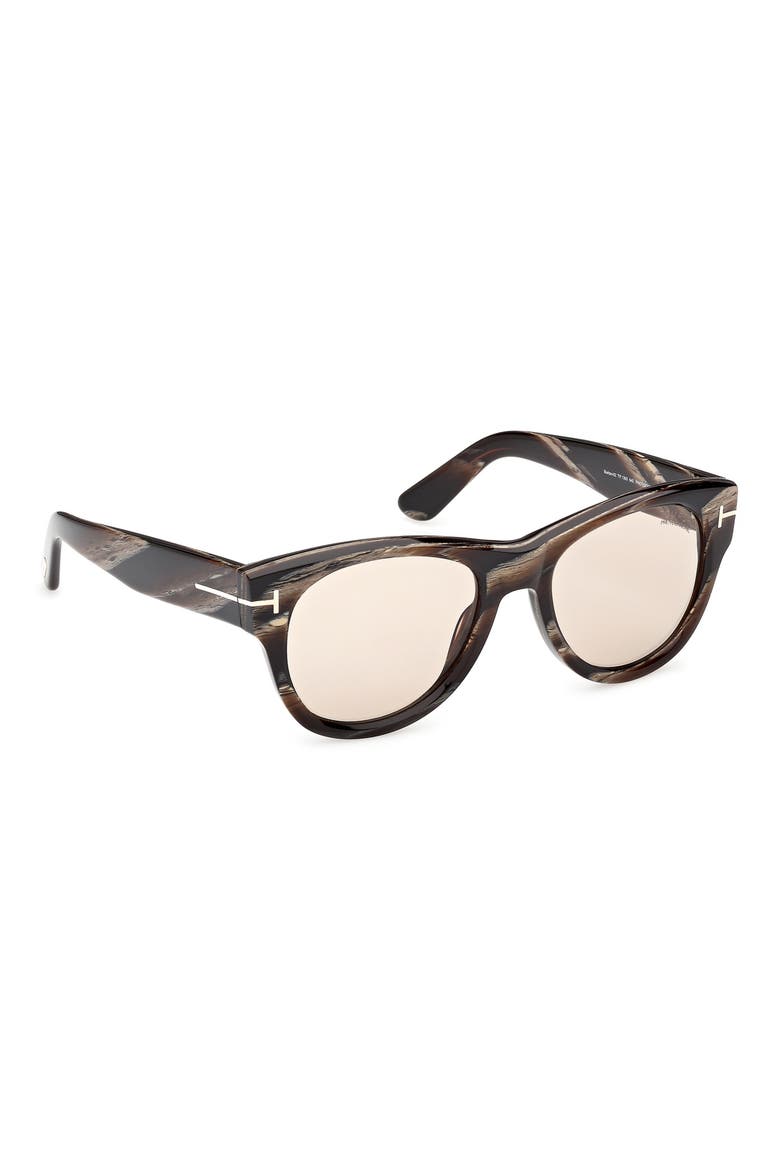 52mm Round Photochromic Sunglasses, Alternate, color, COLOURED HORN / BROWN