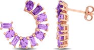 Julianna B. Gemstone Half Circle Stud Earrings Plated-Silver
