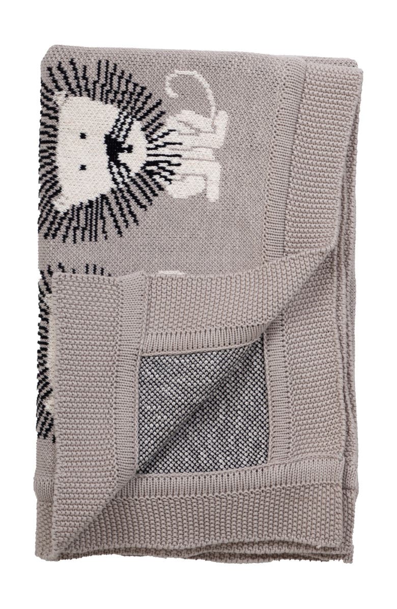 PARKLAND COLLECTION Lion King Transitional Light Grey Knitted 32" x 40" Baby Blanket, Alternate, color, Light Grey