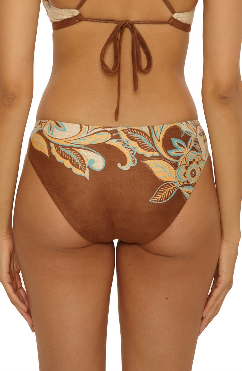 Lucky Brand Toledo Beaded Faux Suede Hipster Bikini Bottoms, Alternate, color, Brown Multi