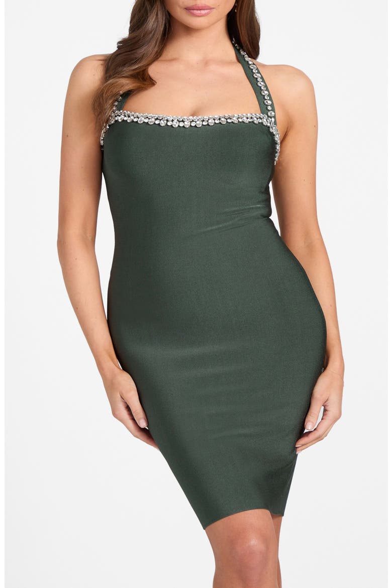 Beatriz Halter Minidress, Alternate, color, DARK GREEN
