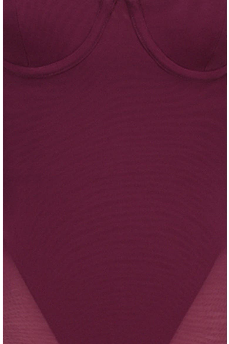 Robina Sheer Mesh Overlay Maxi Cocktail Dress, Alternate, color, BEET RED