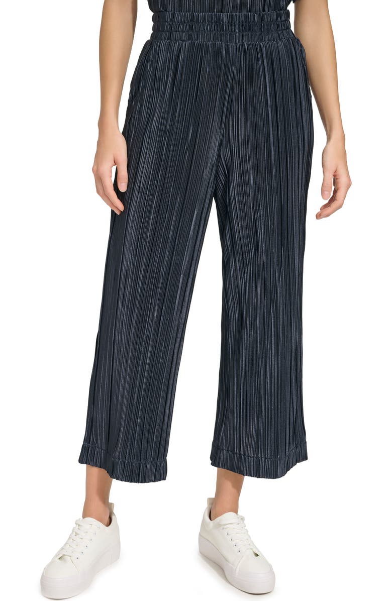Andrew Marc Sport Crop Pull-On Plissé Pants, Main, color, 