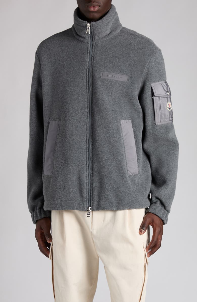 Moncler Fleece Jacket, Main, color, Iron Gray Melange