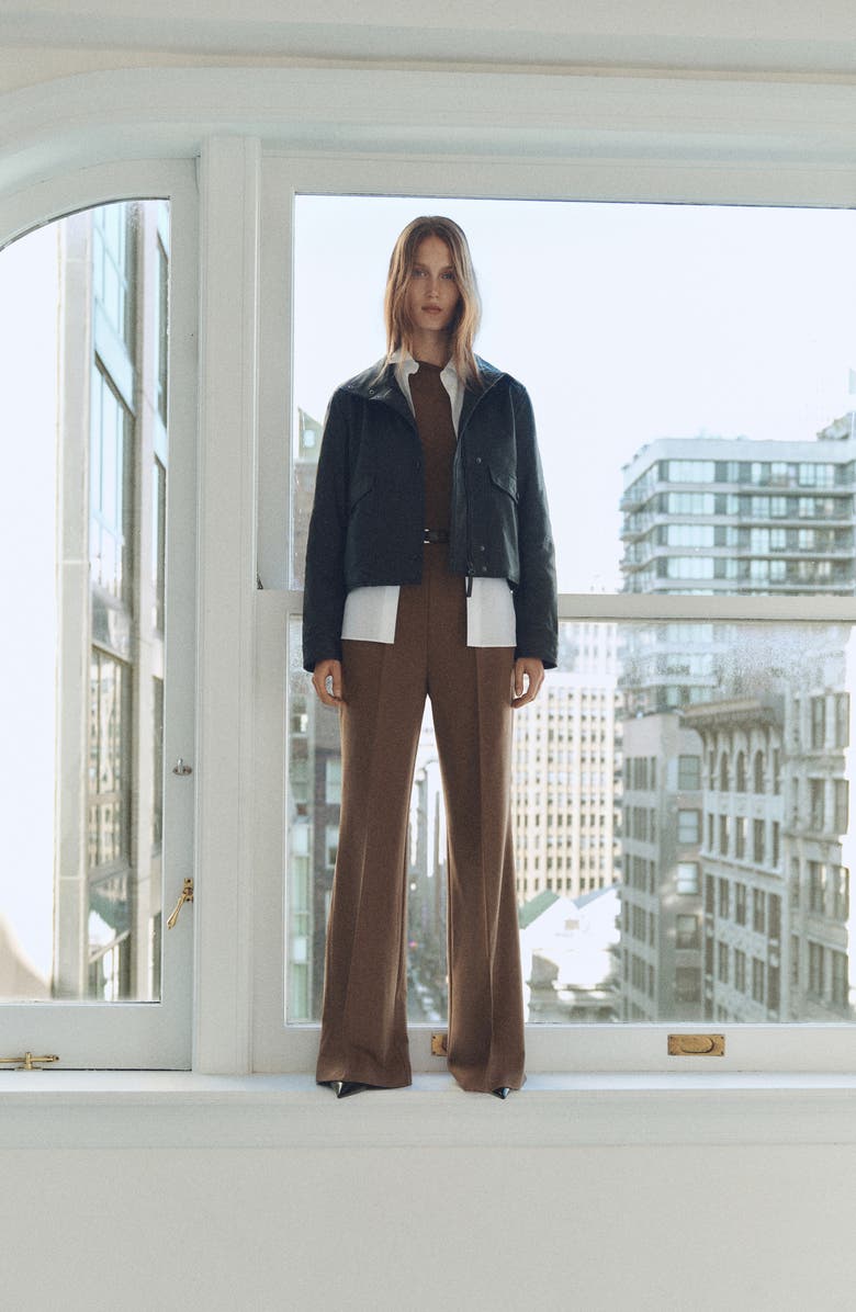 MANGO Belted Long Sleeve One-Shoulder Jumpsuit, Alternate, color, 