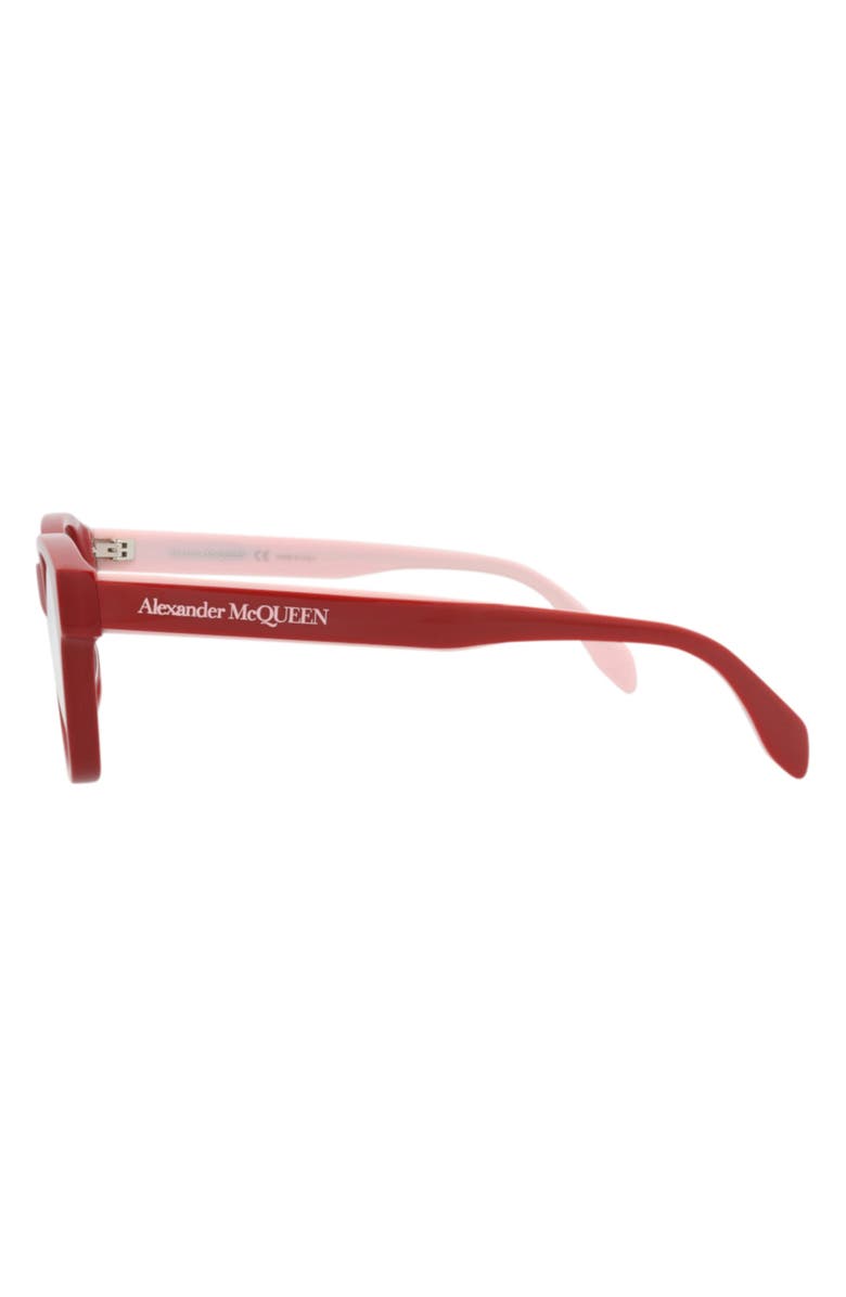 McQueen 52mm Square Optical Glasses, Alternate, color, Red Red Transparent