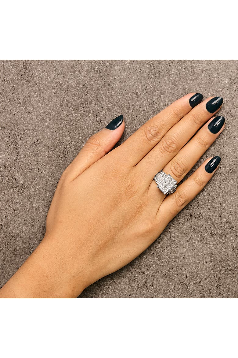 14K Gold 2.0 Cttw Mixed-Cut Diamond Composite Cluster Ring, Alternate, color, White Gold
