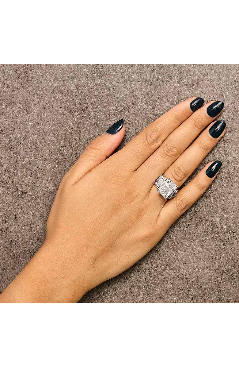 Haus of Brilliance 14K Gold 2.0 Cttw Mixed-Cut Diamond Composite Cluster Ring, Alternate, color, White Gold