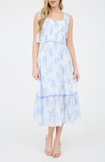 BLU PEPPER BLU PEPPER FLORAL RUFFLE MIDI DRESS