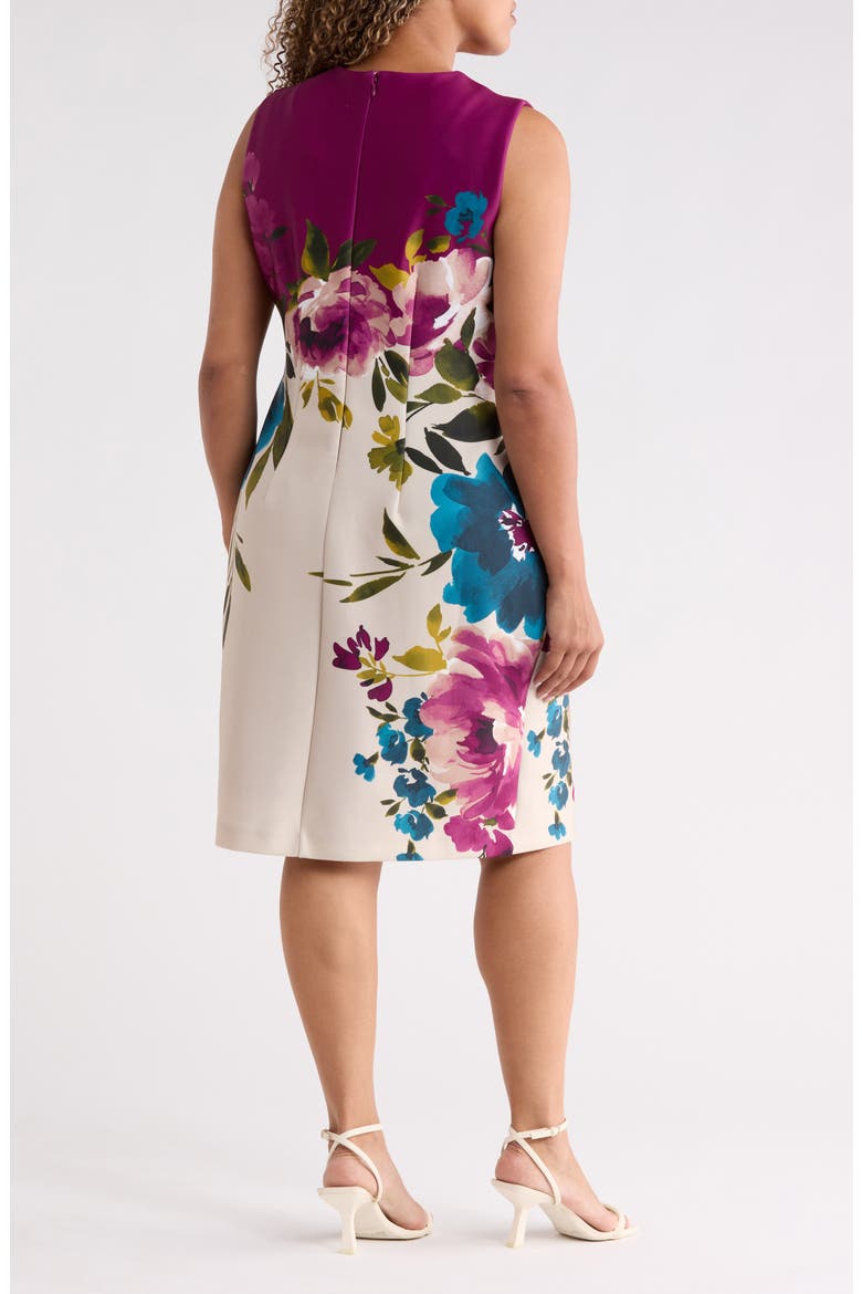 Floral Print Scuba Sheath Dress, Alternate, color, BEET MULTI