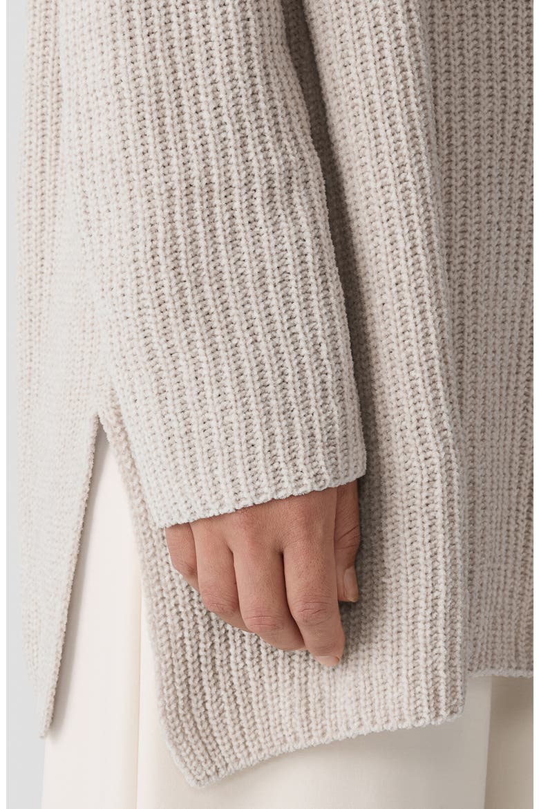 V-Neck Organic Cotton Chenille Sweater, Alternate, color, ALMOND