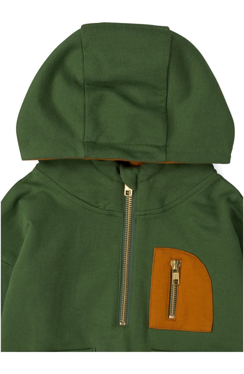 Little Green Radicals Kids' Half Zip Organic Cotton Hoodie, Alternate, color, Green