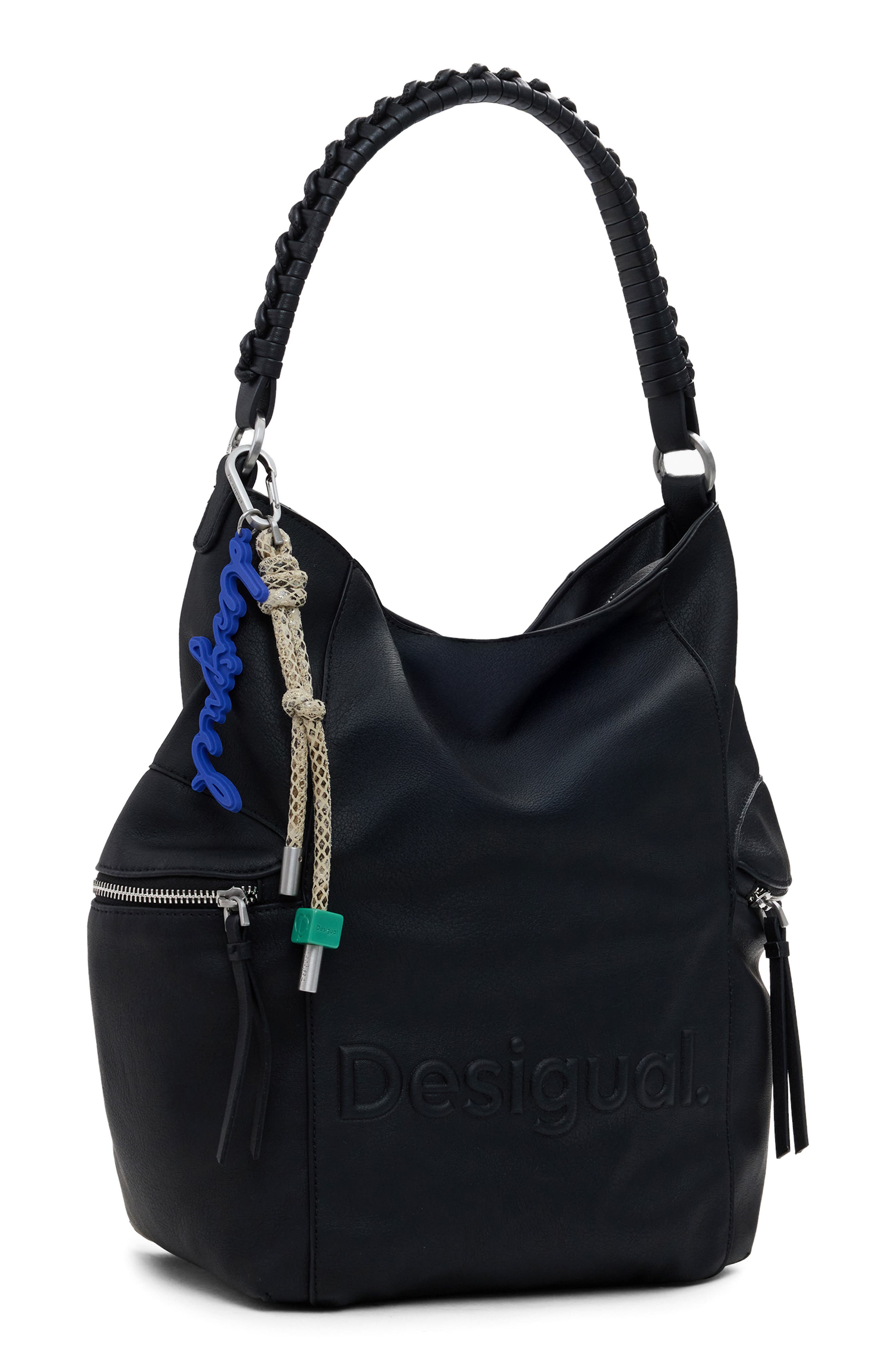 Desigual Big Faux Suede Convertible Backpack, Alternate, color, Black