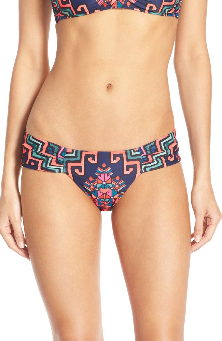 Mara Hoffman Ruched Cheeky Bikini Bottoms, Alternate, color, 