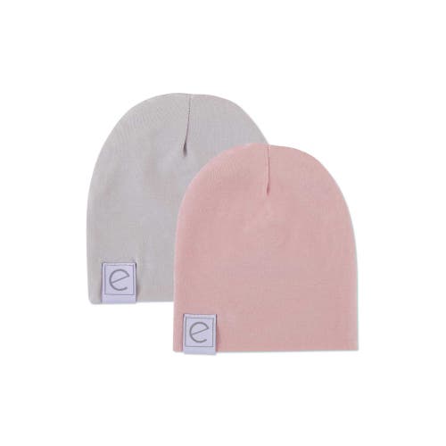 Ely's & Co. Jersey Cotton Baby Beanie Hat Set 2-pack In Mauve Lavender & Grey