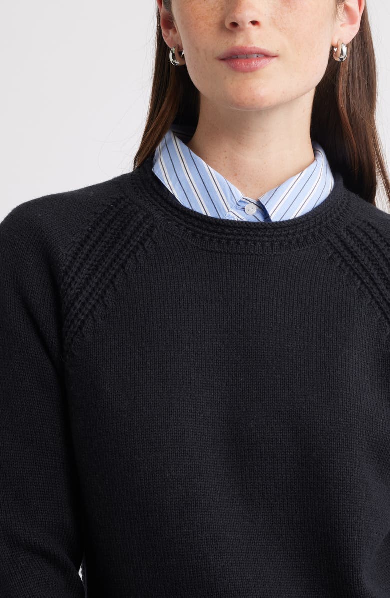 Caslon<sup>®</sup> Raglan Sleeve Roll Neck Wool & Cotton Sweater, Alternate, color, Black