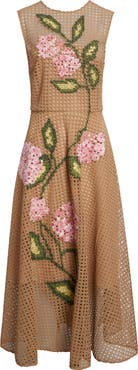 Oscar de la Renta Embroidered Geo Guipure Lace Dress
