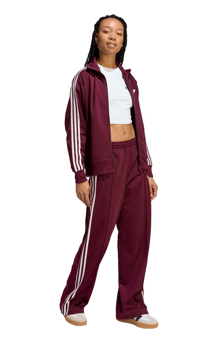 adidas Originals Firebird Loose Fit Recycled Polyester Track Jacket, Alternate, color, Maroon/ Off White/
