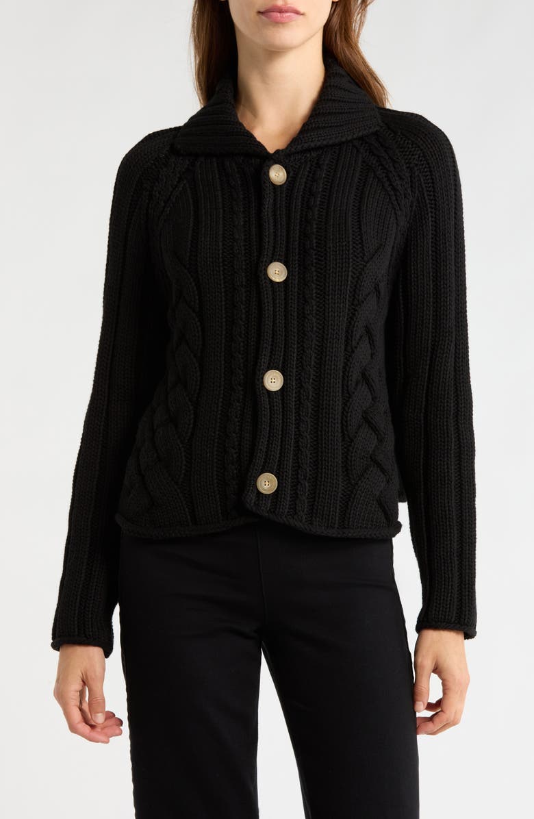 Frank & Eileen Cotswolds Cotton Cardigan, Main, color, Black